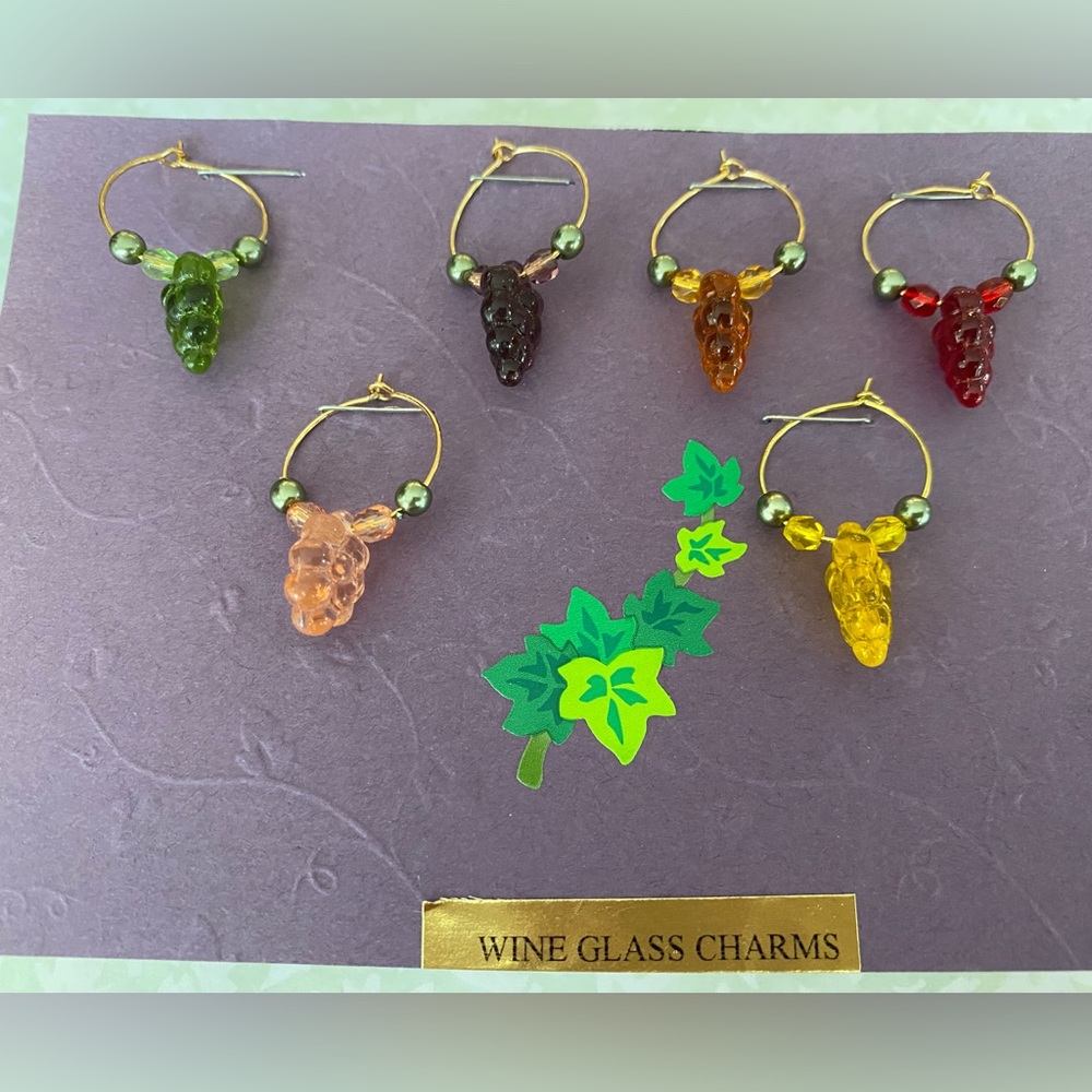 Czech Glass Grape Wine Glass Charms